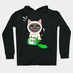 Cute Siamese cat Spills a jar of wasabi sauce Hoodie